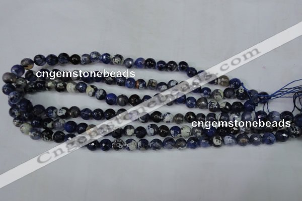 CAG5222 15 inches 8mm faceted round fire crackle agate beads