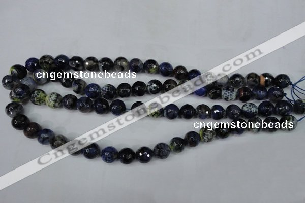 CAG5223 15 inches 10mm faceted round fire crackle agate beads