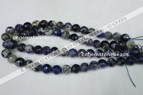 CAG5224 15 inches 12mm faceted round fire crackle agate beads