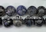 CAG5229 15 inches 12mm faceted round fire crackle agate beads