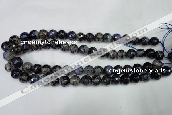 CAG5229 15 inches 12mm faceted round fire crackle agate beads