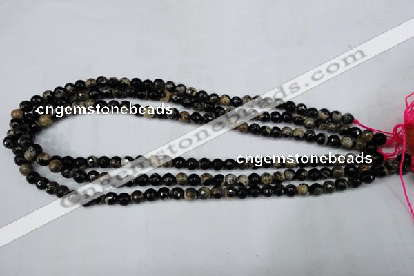 CAG5231 15 inches 6mm faceted round fire crackle agate beads