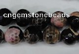 CAG5233 15 inches 12mm faceted round fire crackle agate beads