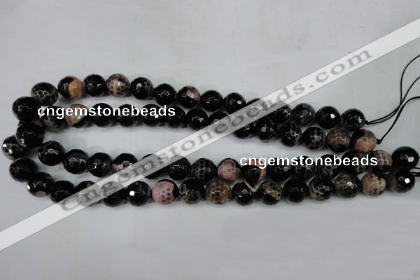 CAG5233 15 inches 12mm faceted round fire crackle agate beads