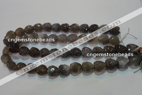 CAG5268 15.5 inches 16*16mm faceted heart Brazilian grey agate beads