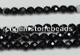 CAG5271 15.5 inches 4mm faceted round black line agate beads