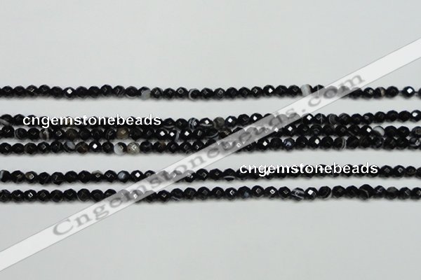 CAG5271 15.5 inches 4mm faceted round black line agate beads