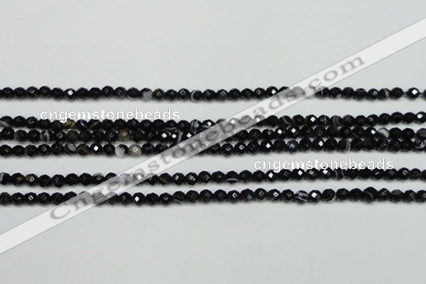 CAG5272 15.5 inches 6mm faceted round black line agate beads