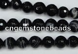 CAG5273 15.5 inches 8mm faceted round black line agate beads