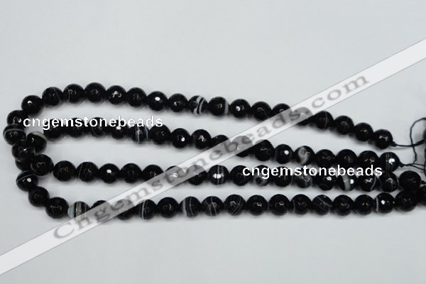 CAG5273 15.5 inches 8mm faceted round black line agate beads