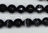 CAG5274 15.5 inches 10mm faceted round black line agate beads