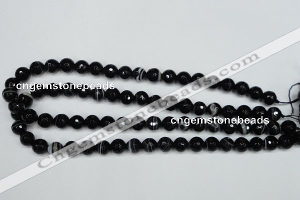 CAG5274 15.5 inches 10mm faceted round black line agate beads