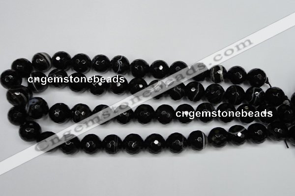 CAG5275 15.5 inches 12mm faceted round black line agate beads