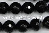 CAG5276 15.5 inches 14mm faceted round black line agate beads