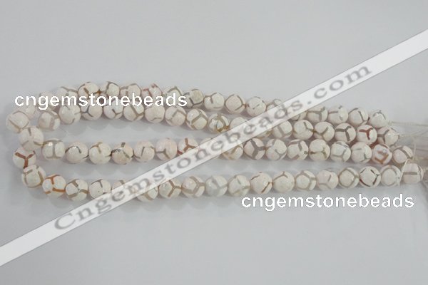 CAG5334 15.5 inches 10mm faceted round tibetan agate beads wholesale