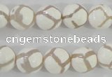 CAG5335 15.5 inches 12mm faceted round tibetan agate beads wholesale