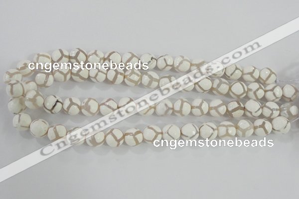 CAG5335 15.5 inches 12mm faceted round tibetan agate beads wholesale