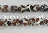 CAG5338 15.5 inches 8mm faceted round tibetan agate beads wholesale