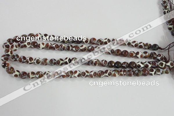 CAG5338 15.5 inches 8mm faceted round tibetan agate beads wholesale