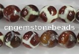 CAG5340 15.5 inches 12mm faceted round tibetan agate beads wholesale