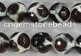 CAG5341 15.5 inches 14mm faceted round tibetan agate beads wholesale