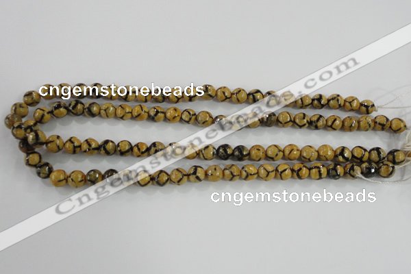 CAG5343 15.5 inches 8mm faceted round tibetan agate beads wholesale