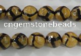 CAG5344 15.5 inches 10mm faceted round tibetan agate beads wholesale