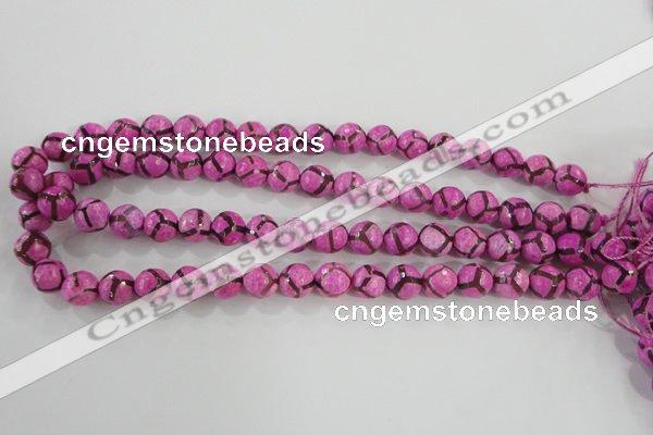 CAG5348 15.5 inches 10mm faceted round tibetan agate beads wholesale