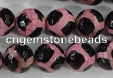 CAG5350 15.5 inches 14mm faceted round tibetan agate beads wholesale