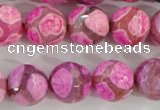 CAG5351 15.5 inches 14mm faceted round tibetan agate beads wholesale