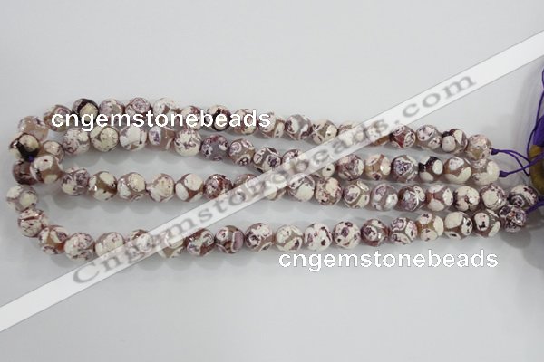 CAG5353 15.5 inches 10mm faceted round tibetan agate beads wholesale