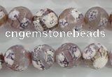 CAG5354 15.5 inches 12mm faceted round tibetan agate beads wholesale