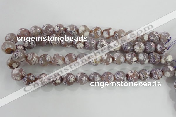 CAG5355 15.5 inches 14mm faceted round tibetan agate beads wholesale