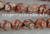 CAG5359 15.5 inches 12mm faceted round tibetan agate beads wholesale