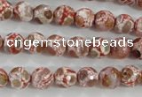 CAG5361 15.5 inches 8mm faceted round tibetan agate beads wholesale