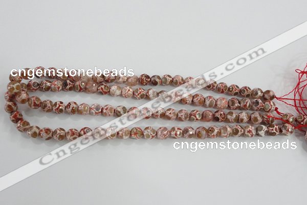 CAG5361 15.5 inches 8mm faceted round tibetan agate beads wholesale