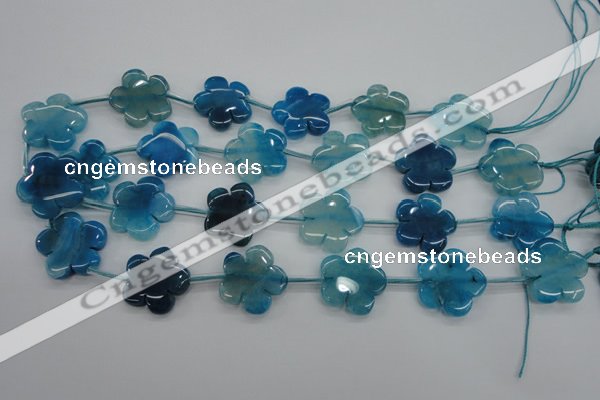 CAG5394 15.5 inches 24mm carved flower dragon veins agate beads