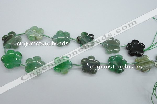 CAG5395 15.5 inches 24mm carved flower dragon veins agate beads