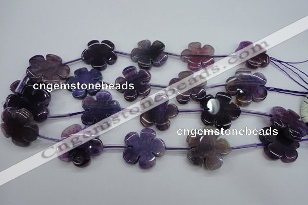 CAG5397 15.5 inches 26mm – 28mm carved flower dragon veins agate beads