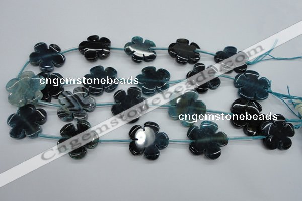 CAG5399 15.5 inches 26mm – 28mm carved flower dragon veins agate beads