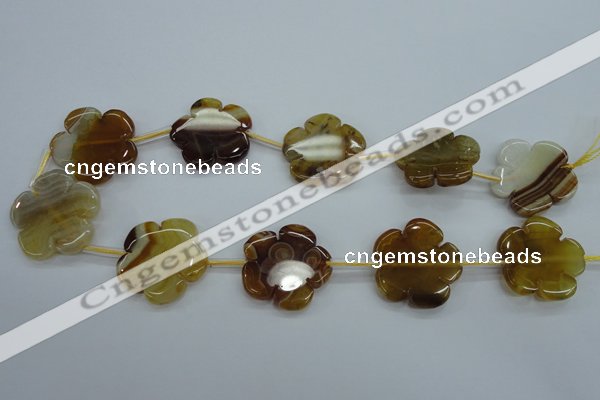 CAG5401 15.5 inches 30mm carved flower dragon veins agate beads