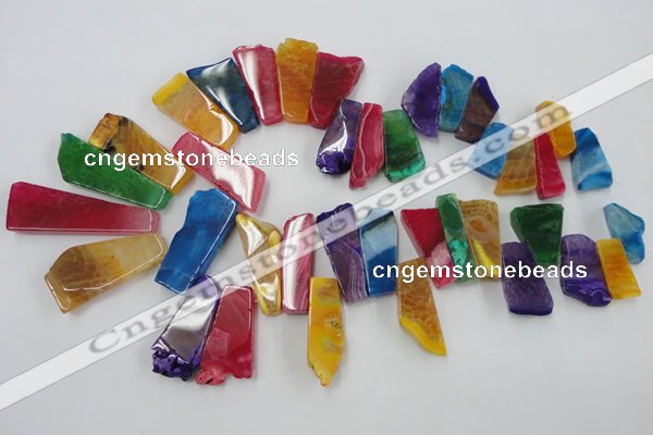 CAG5457 15.5 inches 12*25mm - 15*62mm freeform agate gemstone beads