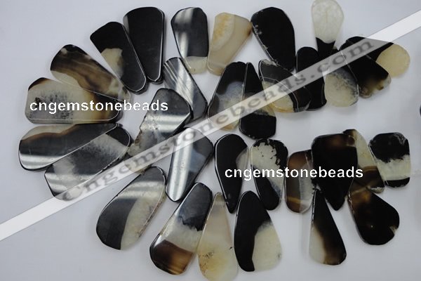 CAG5469 15.5 inches 25*35mm - 30*60mm freeform agate gemstone beads