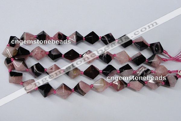 CAG5496 15.5 inches 18*18mm faceted bicone agate gemstone beads