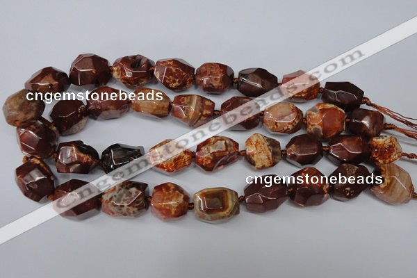 CAG5517 15.5 inches 18*22mm faceted nuggets agate gemstone beads