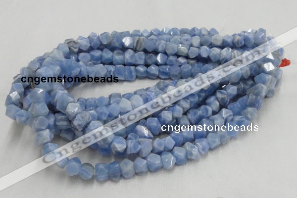 CAG557 16 inches 8*12mm faceted freeform blue agate beads wholesale