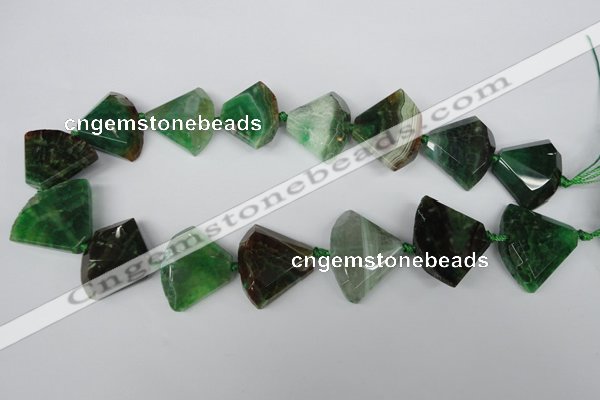 CAG5579 15 inches 22*30mm faceted triangle dragon veins agate beads