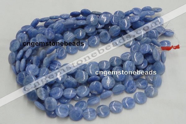 CAG558 16 inches 10mm flat round blue agate gemstone beads wholesale