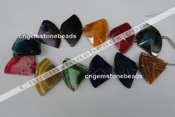 CAG5589 15 inches 30*42mm faceted triangle dragon veins agate beads