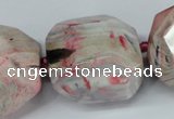 CAG5597 15 inches 25mm faceted nuggets agate gemstone beads